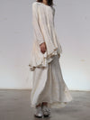 Mutedance 25 Autumn/Winter Flower Dye Silk Round Neck Layered Long Sleeve Dress MD-MD25FW84-nude